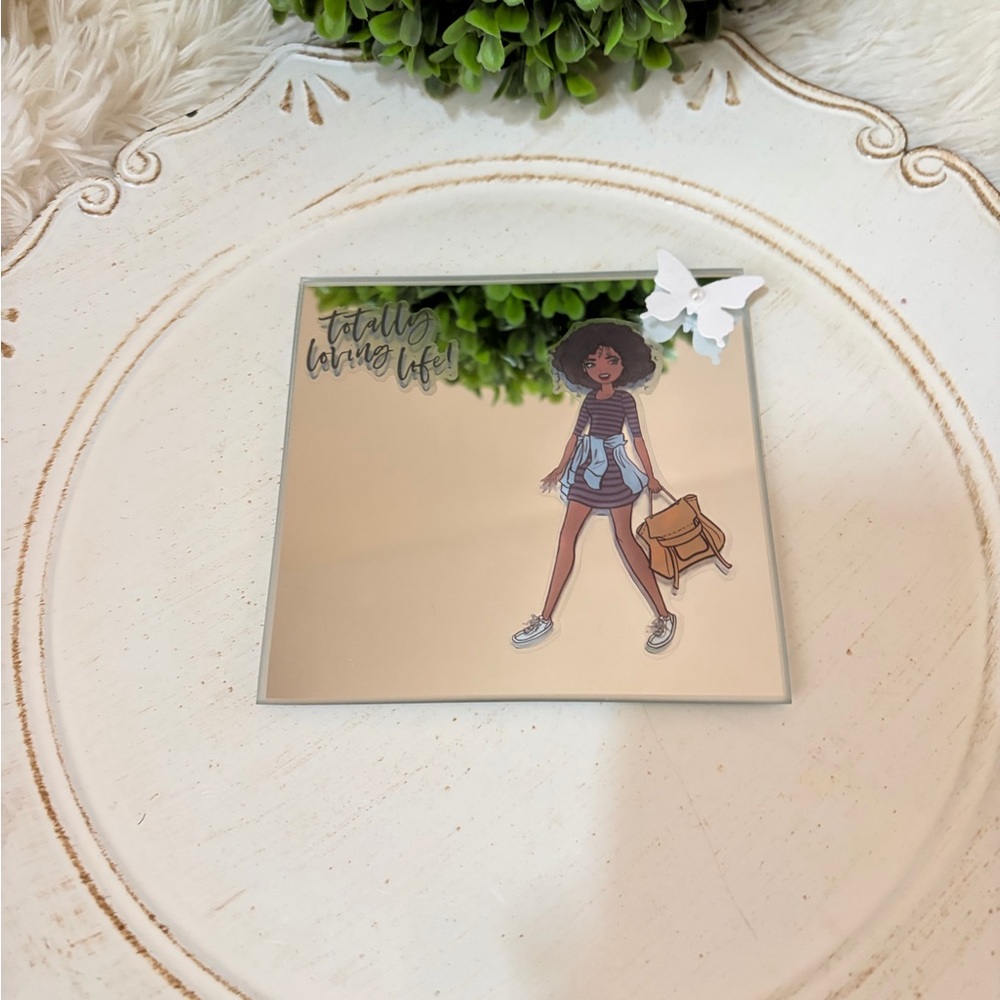 BOGO Custom designed Stylish Mirror  Decor with Butterfly Accent